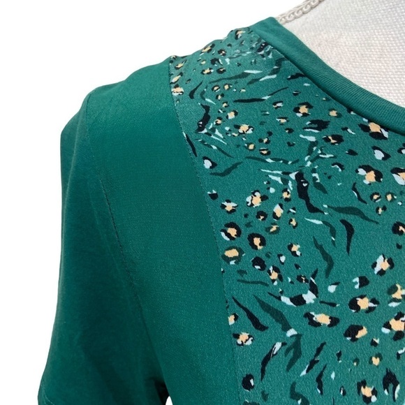 Kachel x Anthropologie green mixed fabric floral scarf top silk modal cotton 8 - Picture 5 of 10